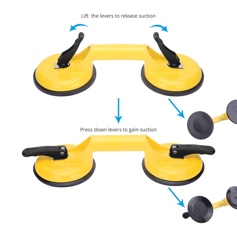 FCHO Glass Suction Cups Heavy Duty Aluminum Vacuum Plate Handle Floor Holder Hooks to Lift Large Glass/Tile Suction Cup Lifter/Moving Glasses/Pad for Lifting/Dent Puller (2 Pack) - Image 3